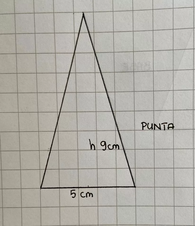 l'immagine mostra come procedere per disegnare la punta dell'albero di Natale in cartone.